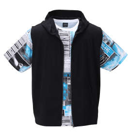 BEAUMERE ノースリーブフルジップパーカー+総柄半袖Tシャツ