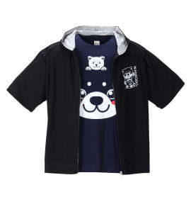 黒柴印和んこ堂 ミニ裏毛半袖フルジップパーカー+半袖Tシャツ