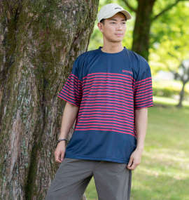 OUTDOOR PRODUCTS DRYメッシュボーダープリント半袖Tシャツ
