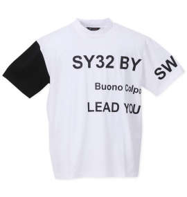 SY32 by SWEET YEARS アシンメトリーストレッチモックネック半袖シャツ